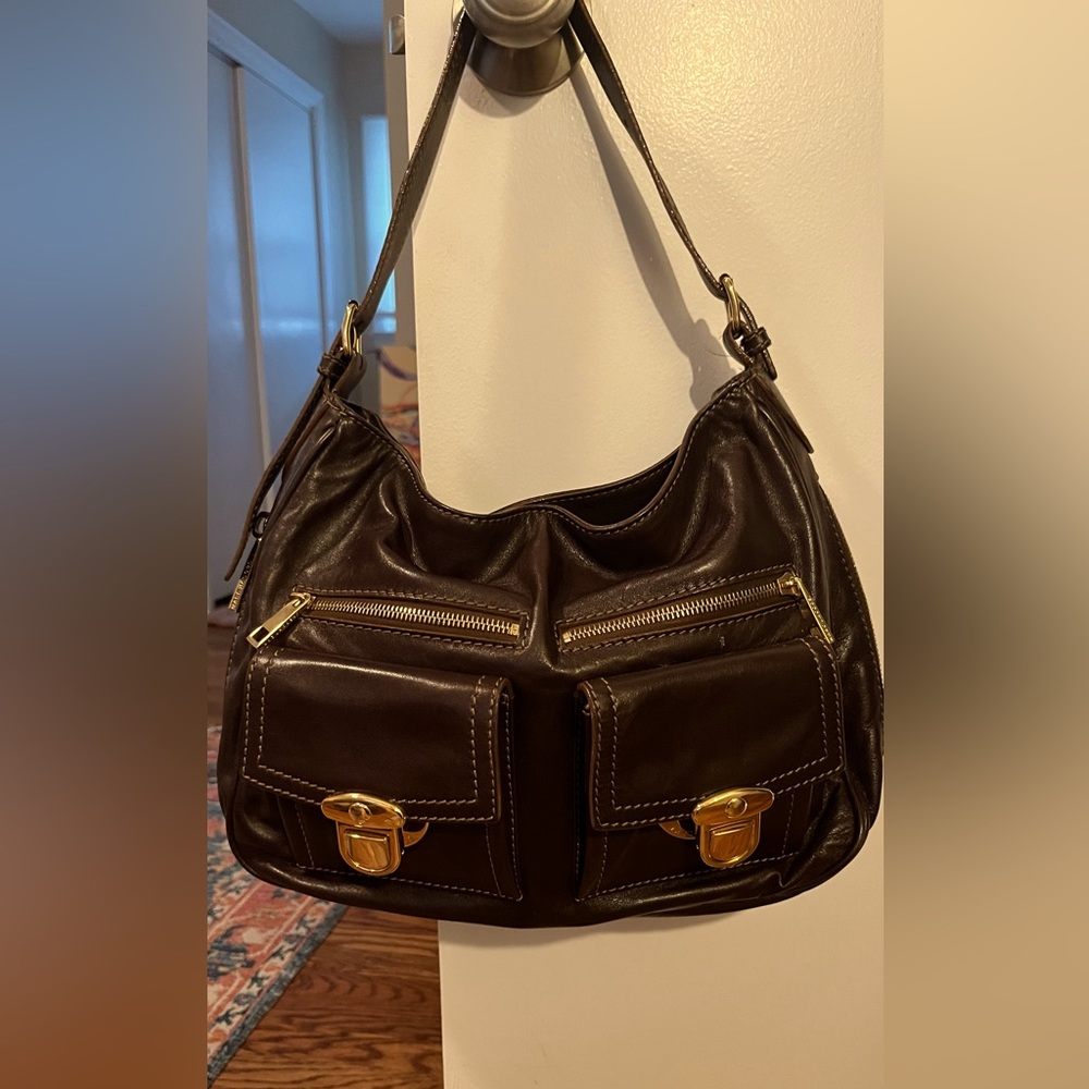 Marc Jacobs Brown Leather Shoulder Bag with Slouchy Silhouette